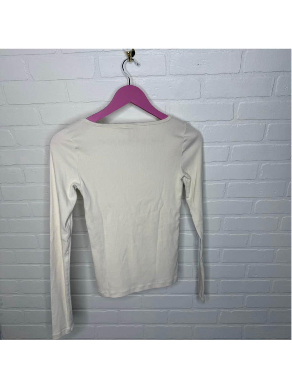 Aritzia TNA Square Neck Long Sleeve Ribbed sz S - Picture 2 of 3